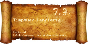 Timpauer Henrietta névjegykártya